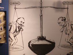 Charge da Revista Illustrada do ano de 1884, representando a disputa entre Liberais e Conservadores